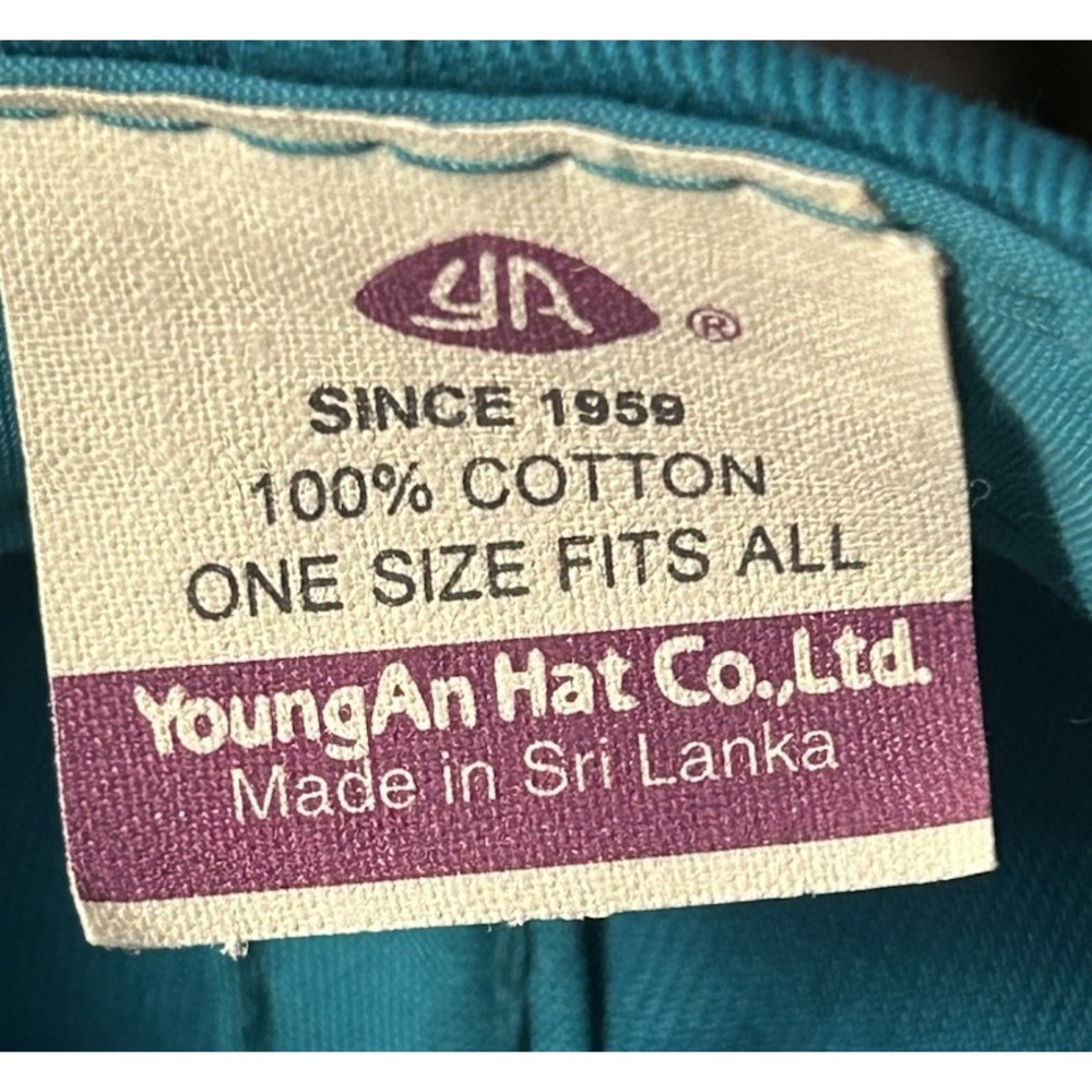 Vintage 80s 90s Blank Rope Snapback Hat Teal Blue YoungAn Hat Co Cotton OSFA - Picture 5 of 5